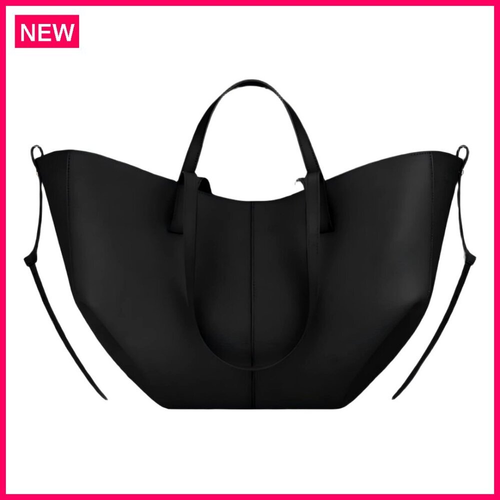 Premium Leather Tote Bag, Lightweight Bucket Handbag for Work Travel Shopping